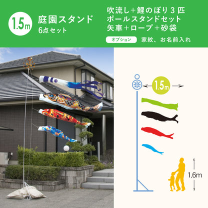 Presented Hand-dyed Yuzen Koi [Kyonishiki] 6-piece Garden Stand Set