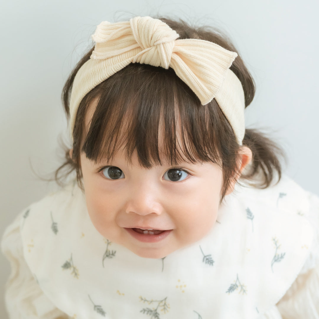 出産祝い 3点セット《 ミモザ 》スタイ＆ブルマ＆リブヘアバンド