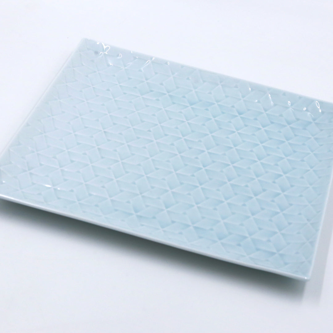 【美濃焼】角皿　網代  - 青 -