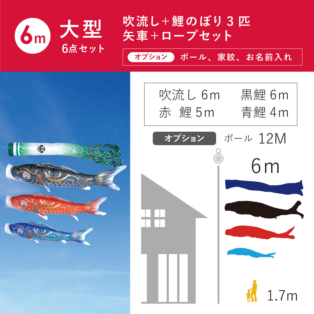 金彩弦月之鯉【豪】６点大型セット