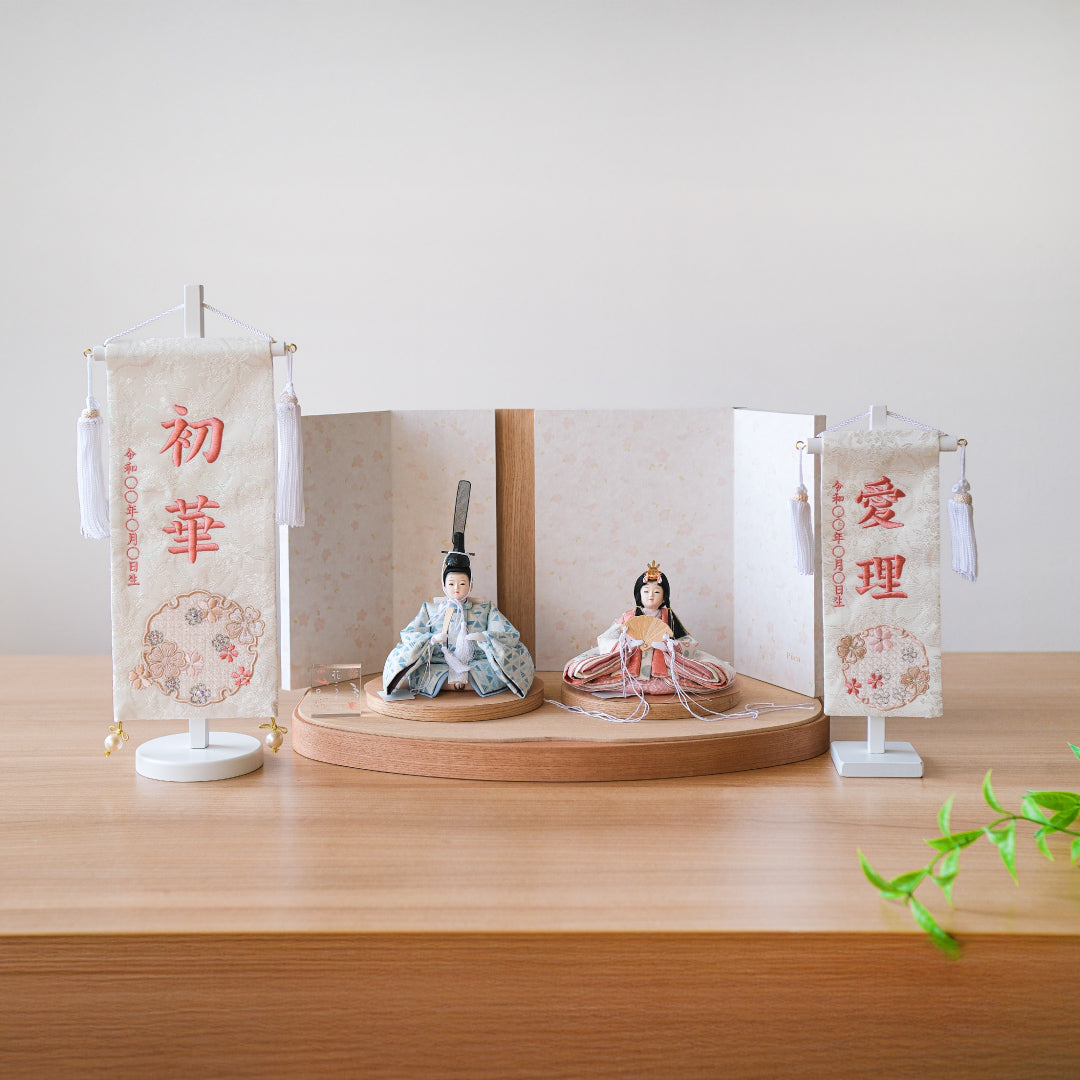 押絵名前旗＜雪花＞ 特小・小　刺繍仕立て