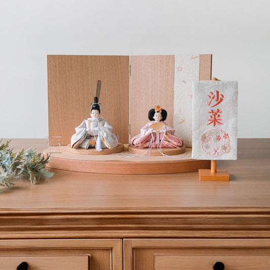 ちいさな刺繍名前旗＜せきか＞ 金襴刺繍名前旗 特小/無垢台