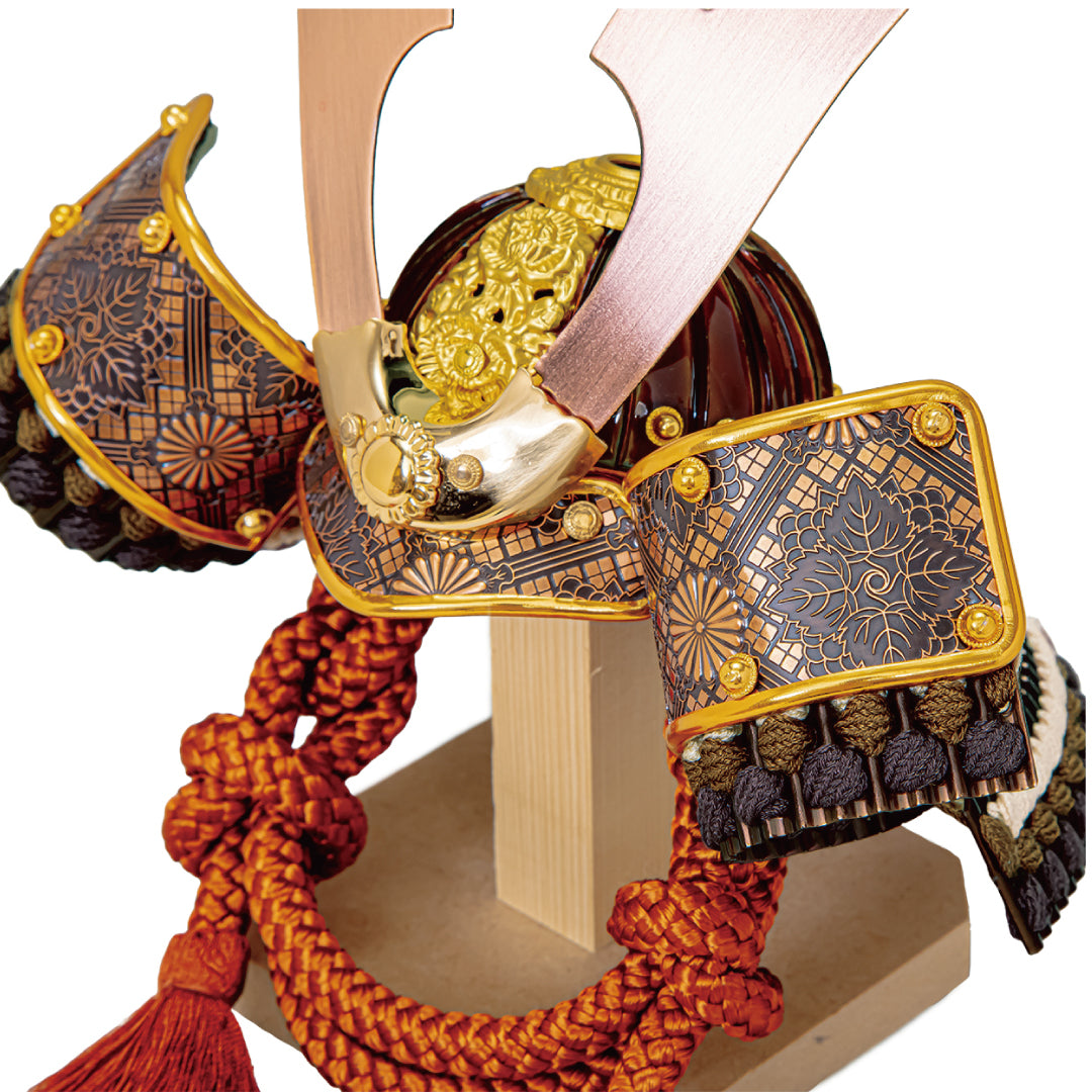 平安豊久作 銅色兜飾り　天翔　7号　間口40cm