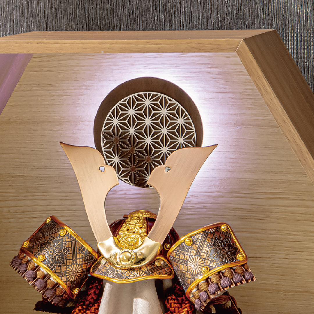 平安豊久作 銅色兜飾り　天翔　7号　間口40cm