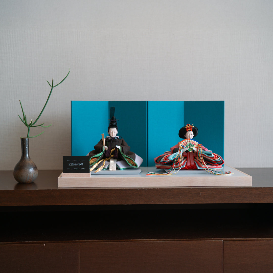 KIMONO Hina Dolls 2. Vivid Material Prince and Princess Decoration Canvas Hina Dolls 