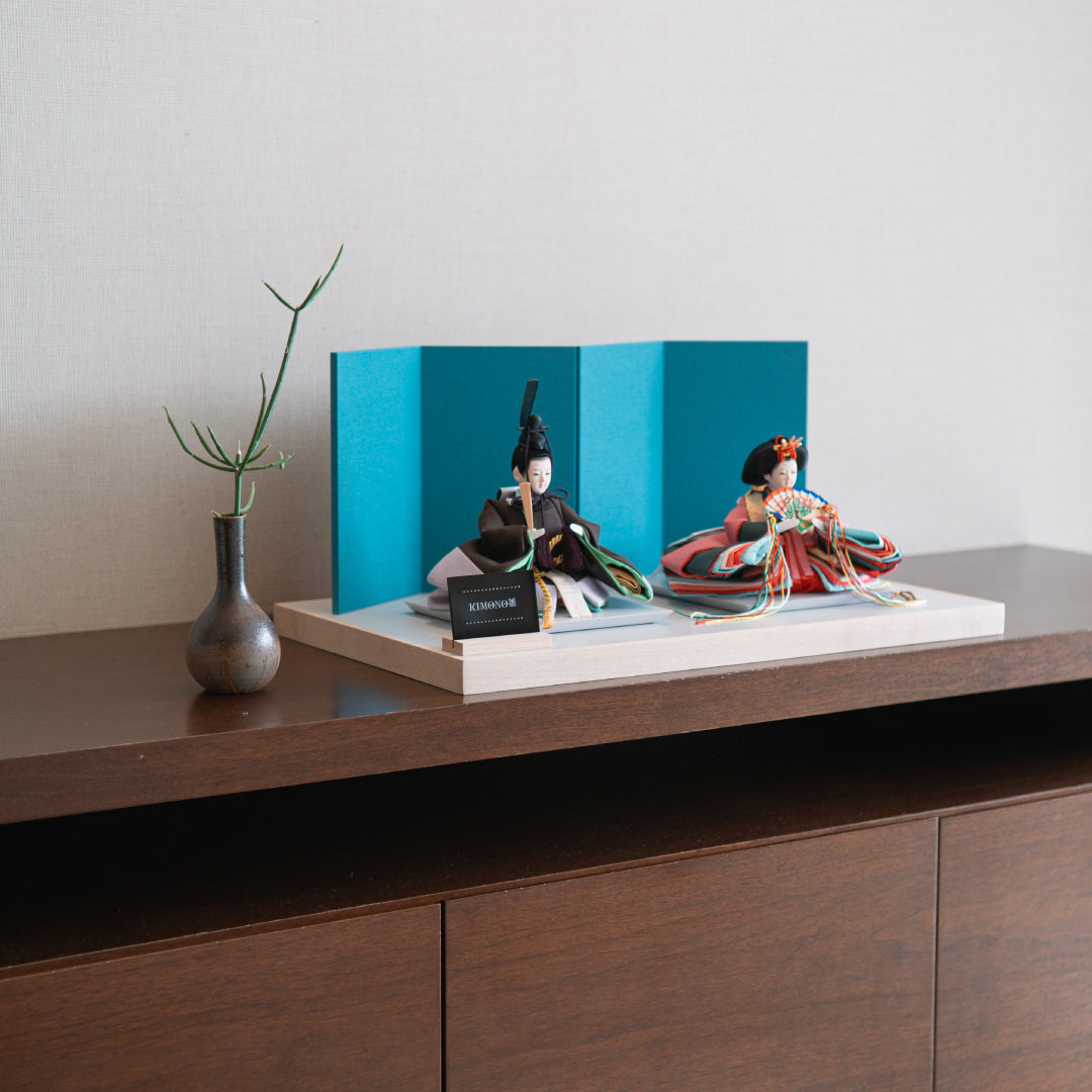 KIMONO Hina Dolls 2. Vivid Material Prince and Princess Decoration Canvas Hina Dolls 