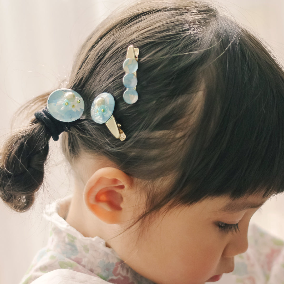 Set of 3 hair accessories with hair accessories (light blue) 